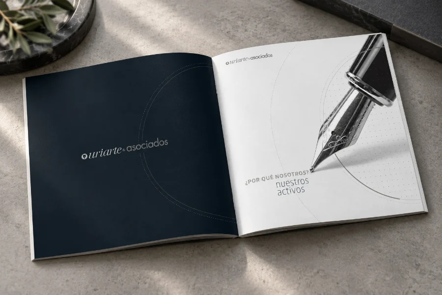 Uriarte & Asociados · identidad: interior del catálogo