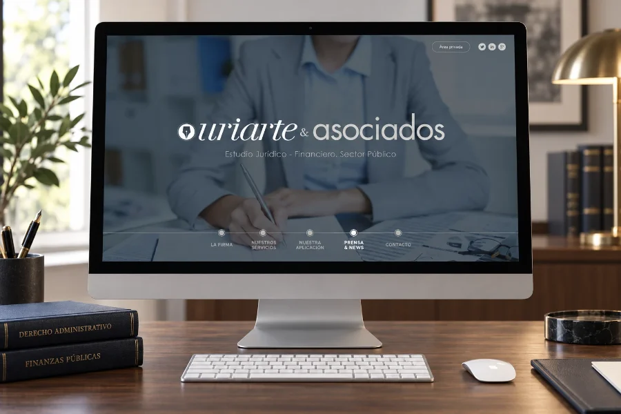 Uriarte & Asociados · identidad: web en el ordenador