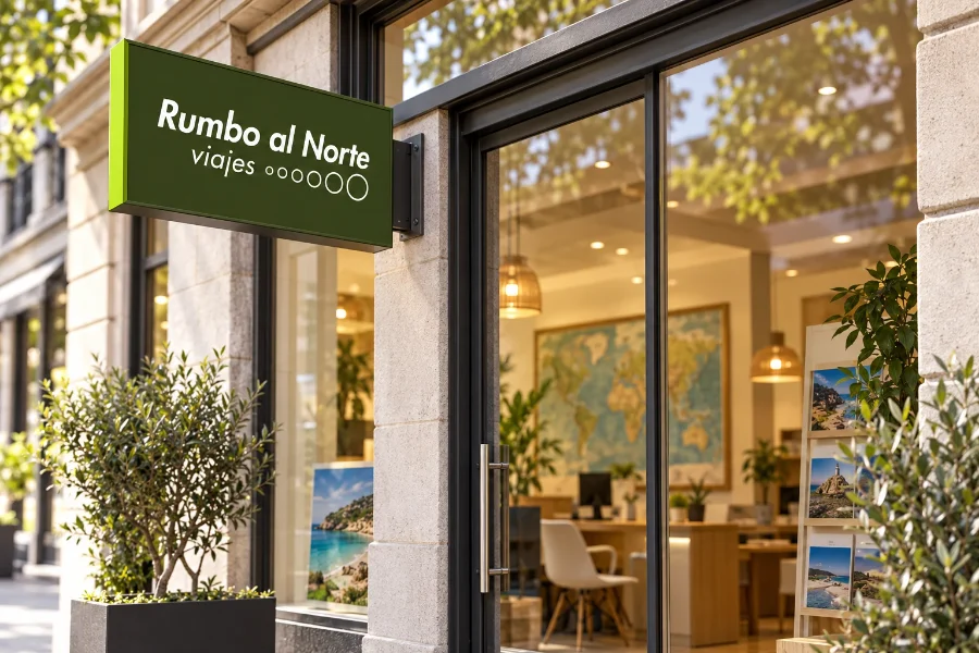 Rumbo al Norte · identidad: placa de la agencia