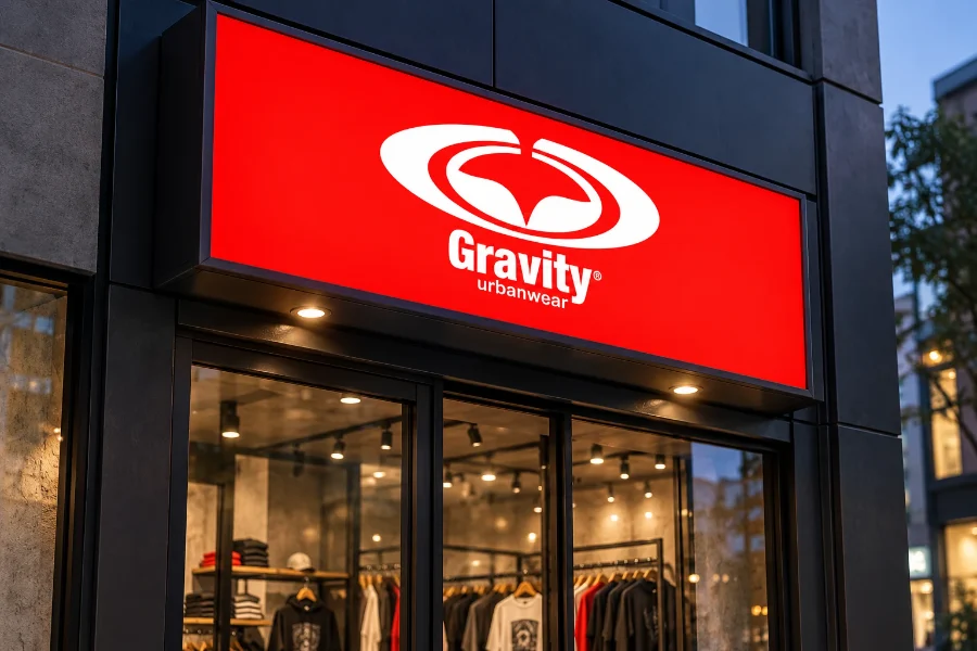 Gravity · identidad e interiorismo: rótulo