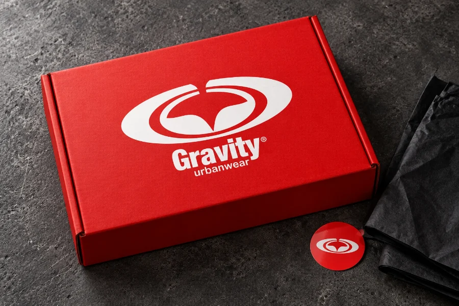 Gravity · identidad e interiorismo: caja de envíos