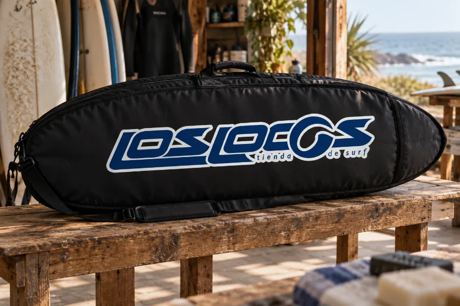 Escuela de Surf Los Locos · logotipo Los Locos: funda de tabla