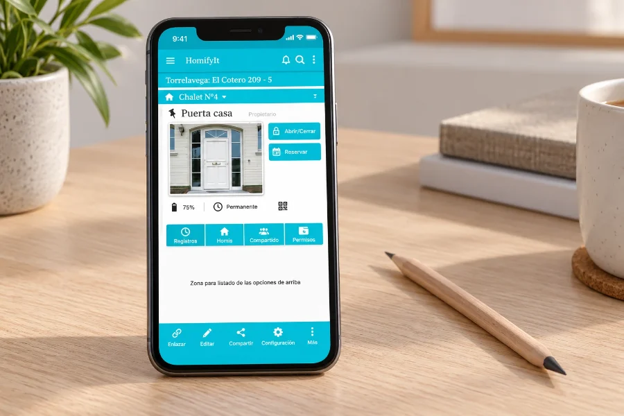 HomifyIT · prototipo de la aplicación: detalle de la puerta