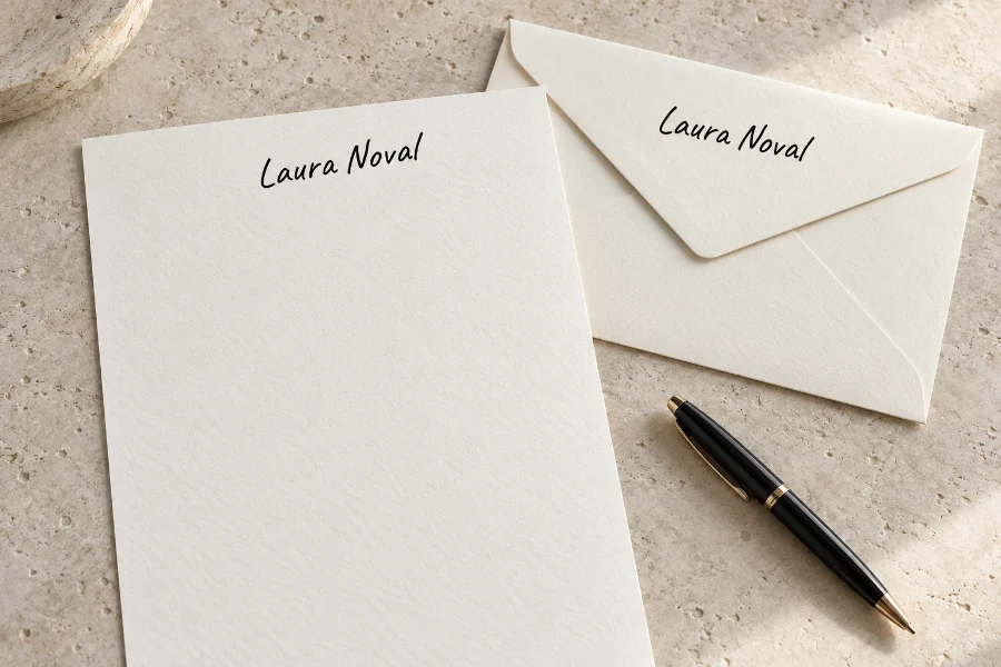 Laura Noval · identidad: papelería