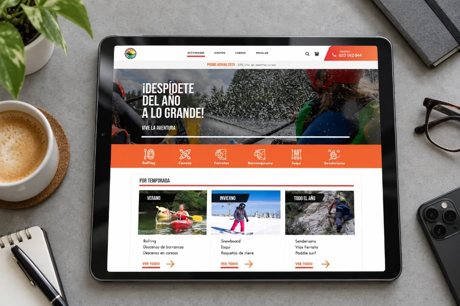 Cantabria Activa · diseño web: diseño en la tableta