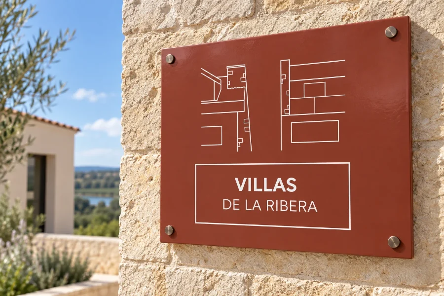 Villas de la Ribera · identidad y guía: placa
