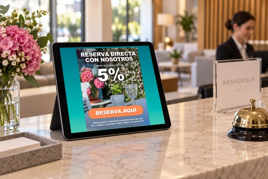Posada Seis Leguas · reserva directa y felicitación: campaña en la tableta