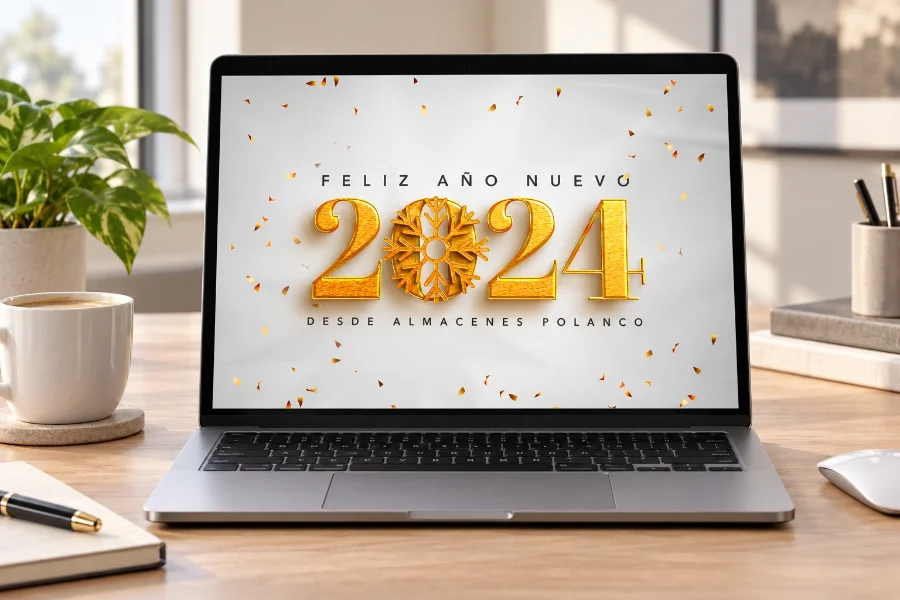 Almacenes Polanco · campañas y felicitación: campaña en el portátil