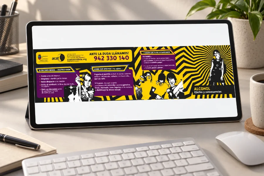 ACAT · campaña sobre alcohol y cannabis: diseño en la tableta
