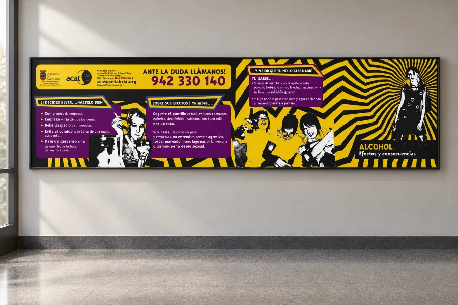 ACAT · campaña sobre alcohol y cannabis: diseño en panel