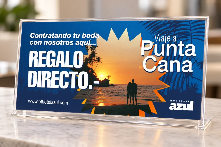 Hotel Azul · señalética y feria de novios: folleto impreso