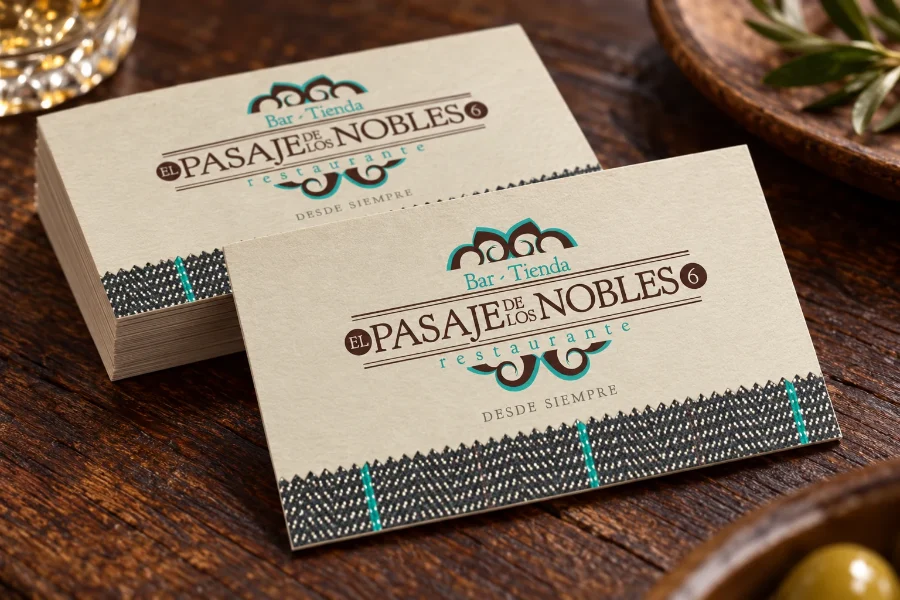 El Pasaje de los Nobles · identidad y restaurante: sobre impreso