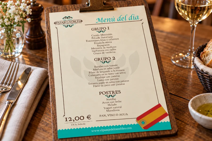 El Pasaje de los Nobles · identidad y restaurante: carta