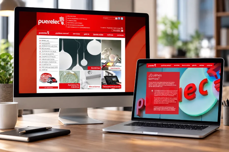 Puerelec · diseño web: web en pantalla (1 de 3)