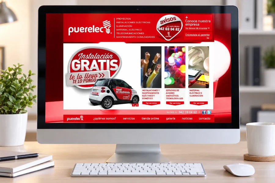 Puerelec · diseño web: web en pantalla (2 de 3)