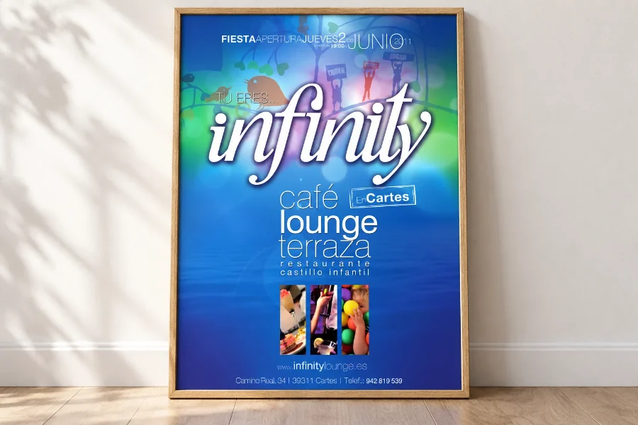 Infinity · fiesta de apertura: cartel en panel