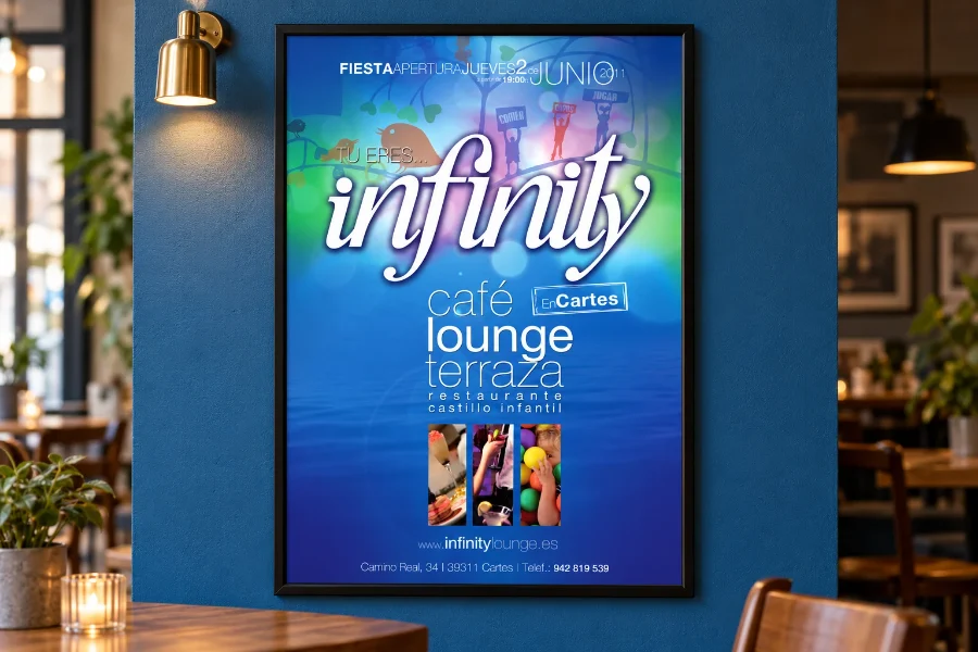 Infinity · fiesta de apertura: cartel enmarcado