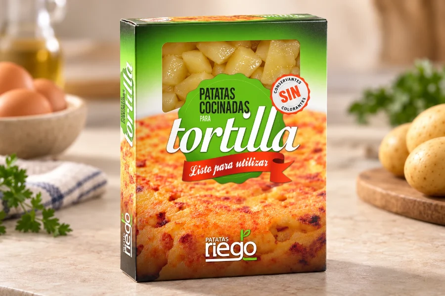 Patatas Riego · envase de patatas para tortilla: caja