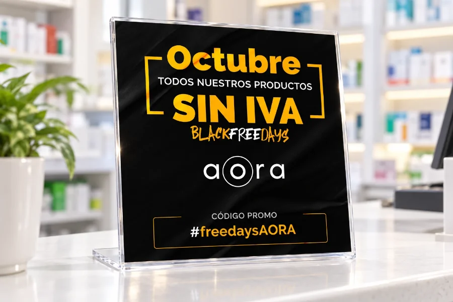 AORA · Black Free Days y felicitación de Navidad: campaña en expositor
