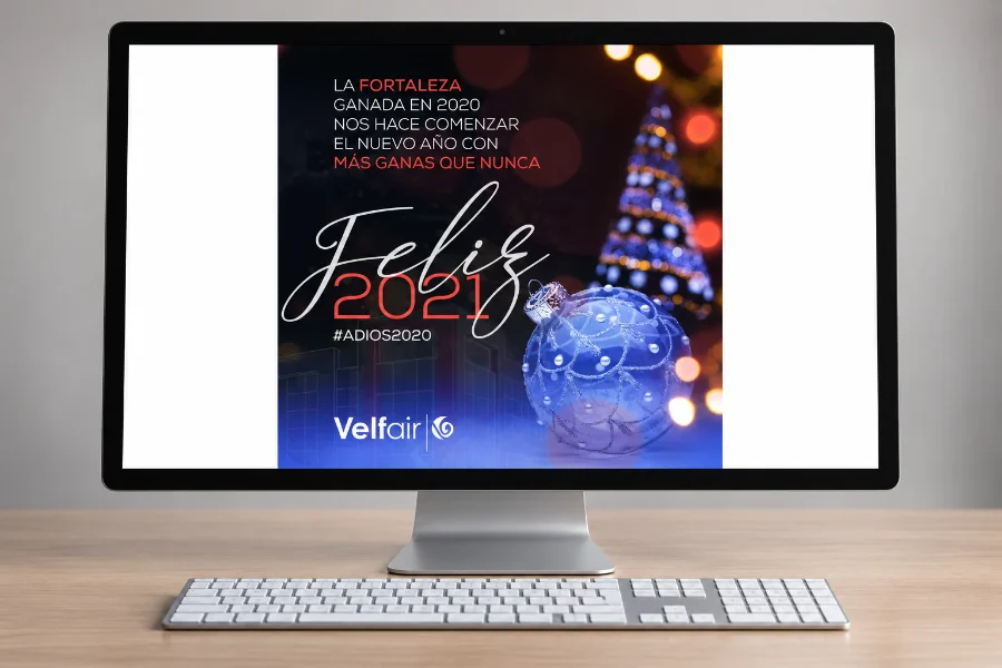 Velfair · felicitaciones de Navidad 2019-2021: felicitación en pantalla