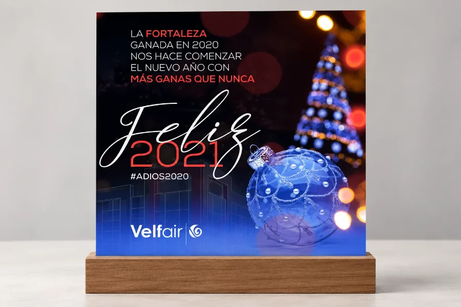 Velfair · felicitaciones de Navidad 2019-2021: felicitación en panel