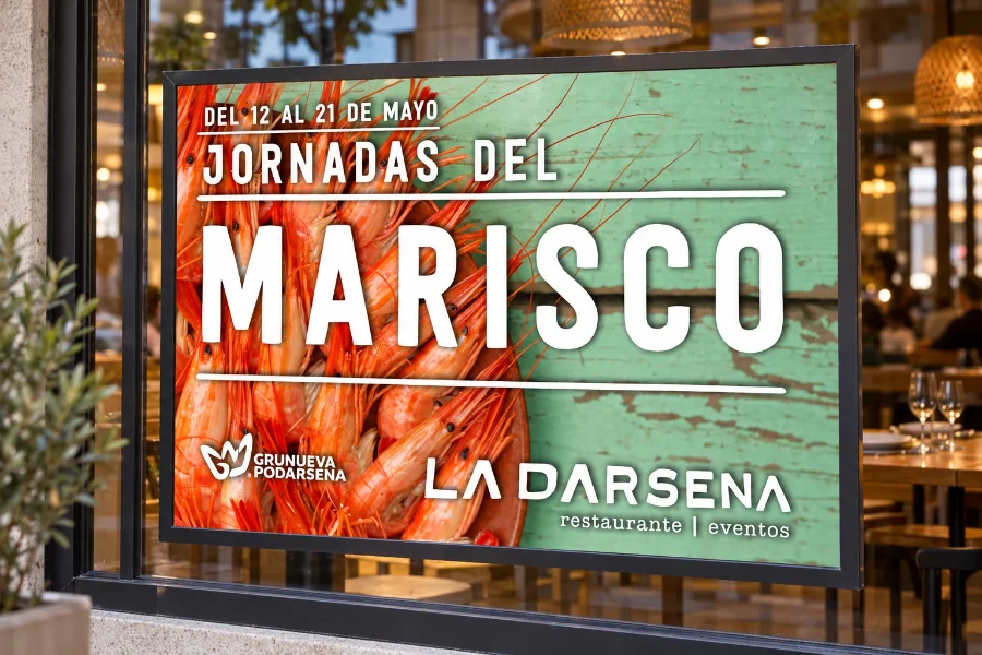La Dársena · jornadas gastronómicas 2017: cartel en escaparate