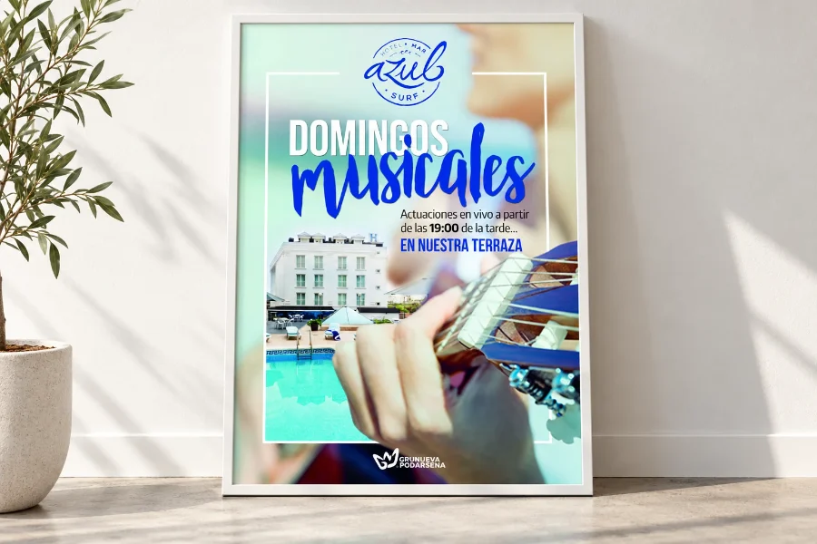 Hotel Mar Azul · Domingos musicales y restauración 2017: cartel enmarcado (1 de 3)