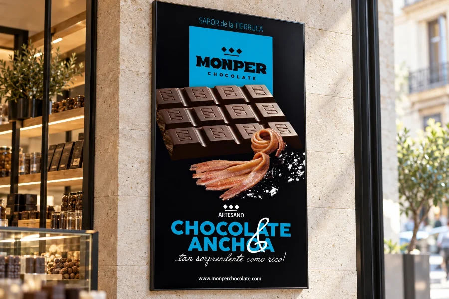 Monper · campaña chocolate y anchoa 2017: cartel impreso