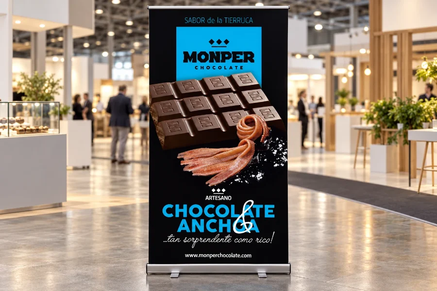 Monper · campaña chocolate y anchoa 2017: roll-up en panel