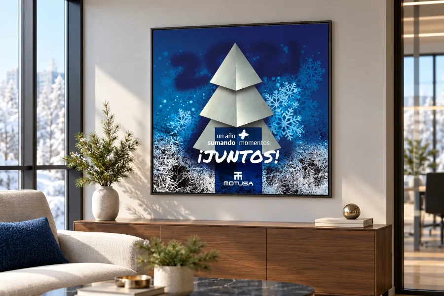 Motusa · felicitaciones de Navidad 2017-2020: señal enmarcada
