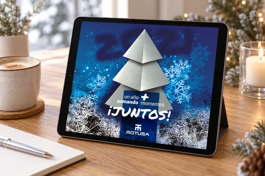 Motusa · felicitaciones de Navidad 2017-2020: felicitación en panel