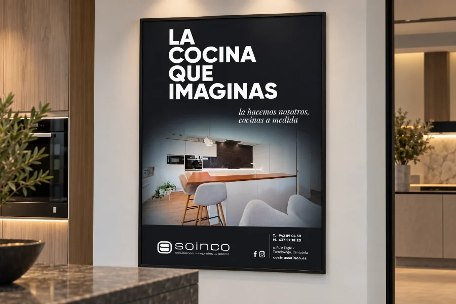 Cocinas Soinco · campaña «La cocina que imaginas»: anuncio enmarcado
