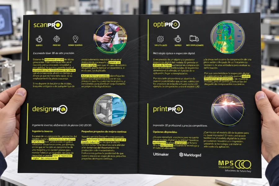 MPS Soluciones 3D · díptico: folleto en mano
