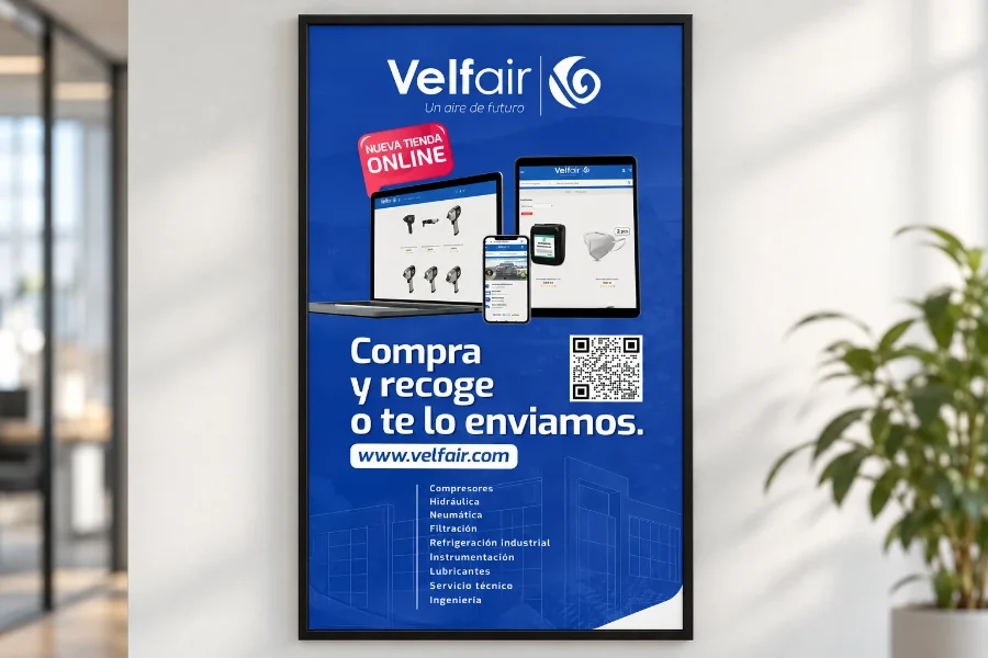 Velfair · campañas: cartel enmarcado