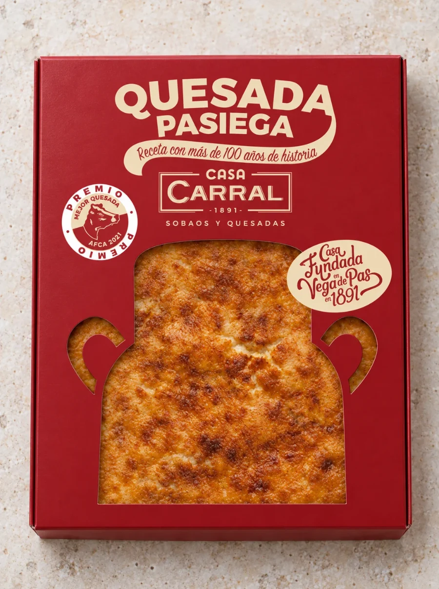 Casa Carral · packaging de sobaos, pastas y quesada: caja impresa (1 de 2)