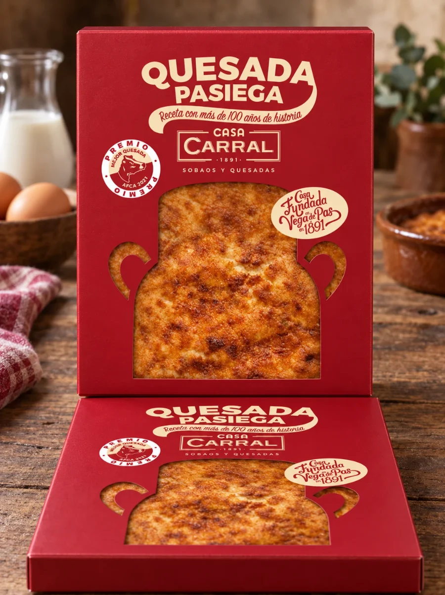 Casa Carral · packaging de sobaos, pastas y quesada: caja impresa (2 de 2)