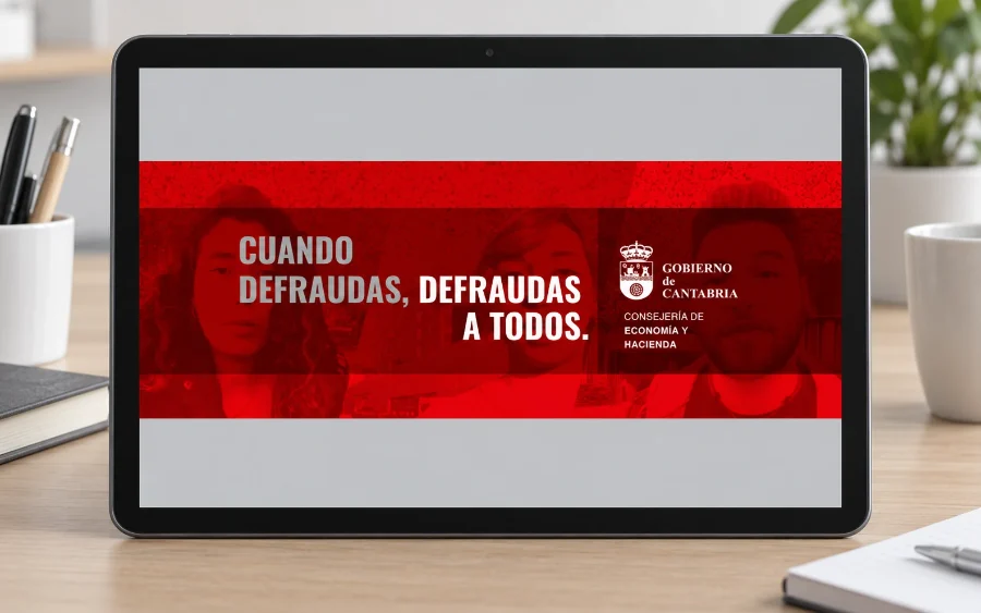 Gobierno de Cantabria · campaña contra el fraude fiscal: banner en la tableta