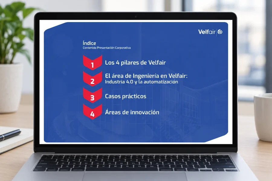 Velfair · presentación corporativa: presentación en el portátil