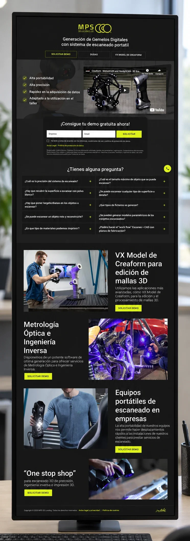 MPS Soluciones 3D · página de gemelos digitales: web en pantalla