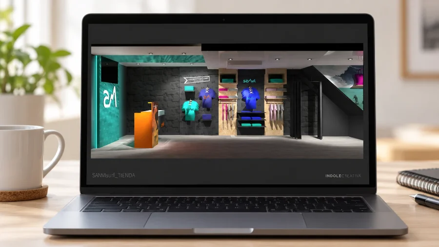 Sanvi Surf · interiorismo: presentación en el portátil