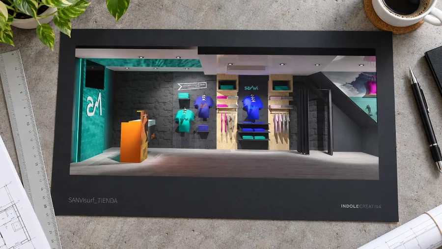 Sanvi Surf · interiorismo: presentación impresa