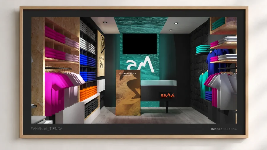 Sanvi Surf · interiorismo: presentación enmarcada