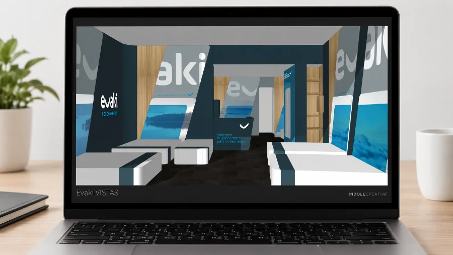 Evaki · interiorismo: presentación en el portátil