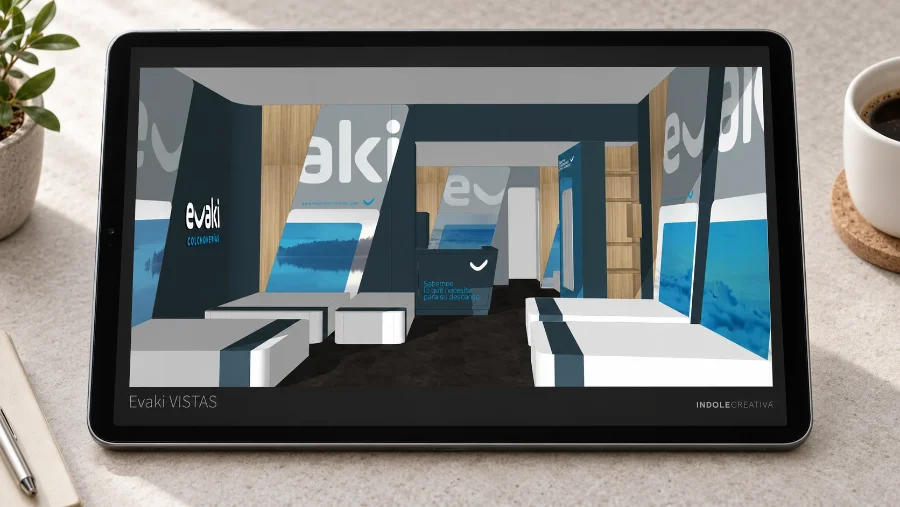 Evaki · interiorismo: presentación en la tableta