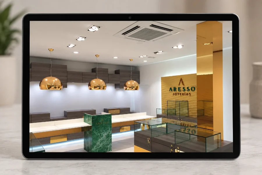 Aresso · interiorismo: presentación en la tableta