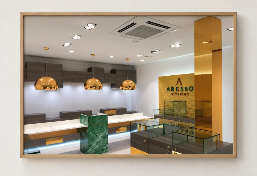 Aresso · interiorismo: presentación enmarcada