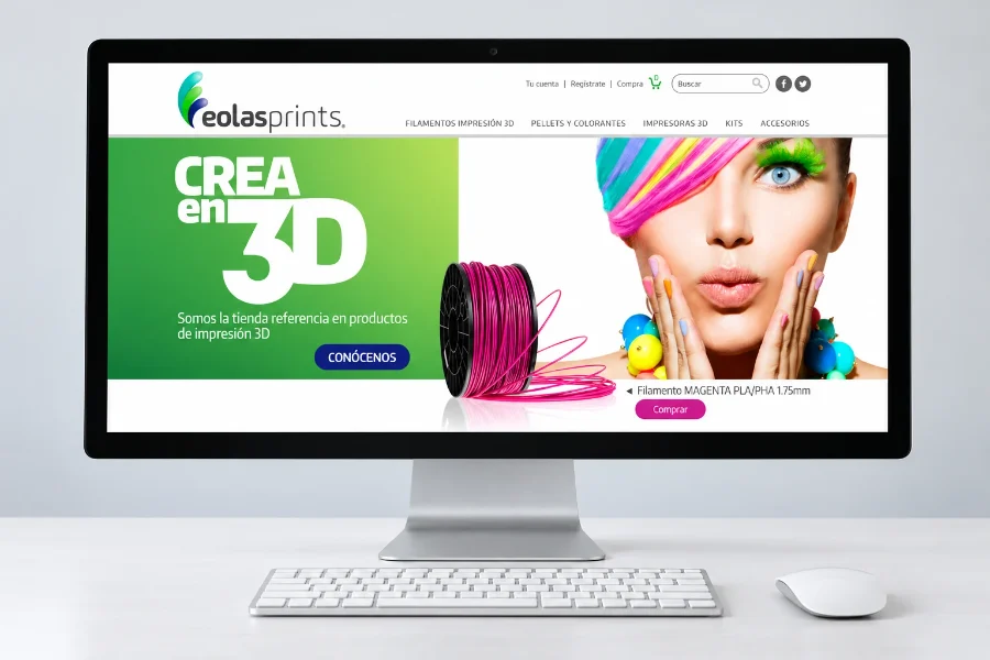 Eolasprints · diseño web: web en pantalla