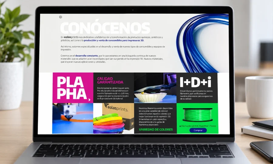 Eolasprints · diseño web: web en el portátil
