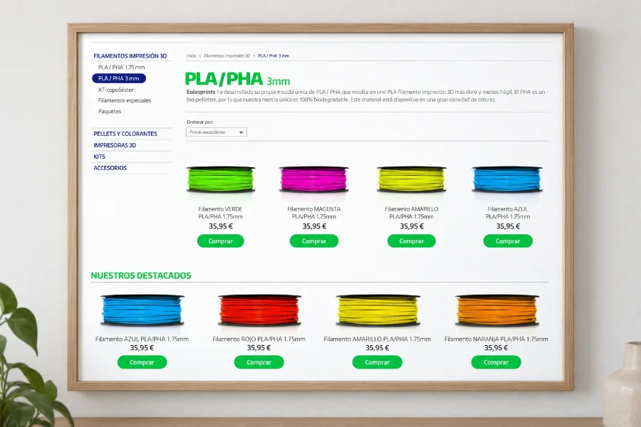 Eolasprints · diseño web: web enmarcada