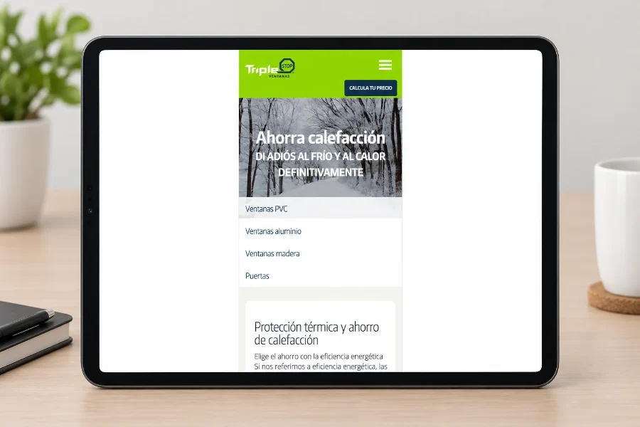 Triplestop · diseño web: web en la tableta